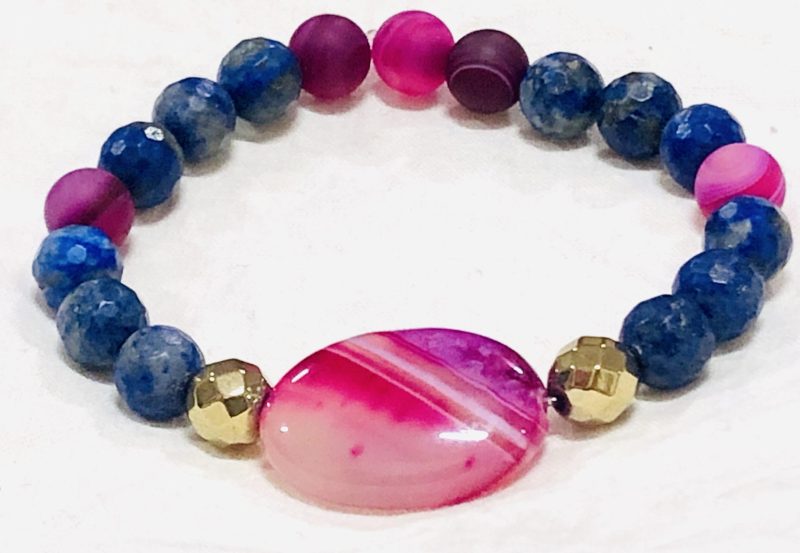 Lapis lazuli, achát krajkový a achátová placka